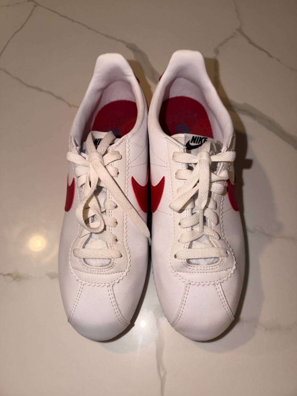 Nike Cortez Low-Top Sneakers with Red Swoosh Size 9